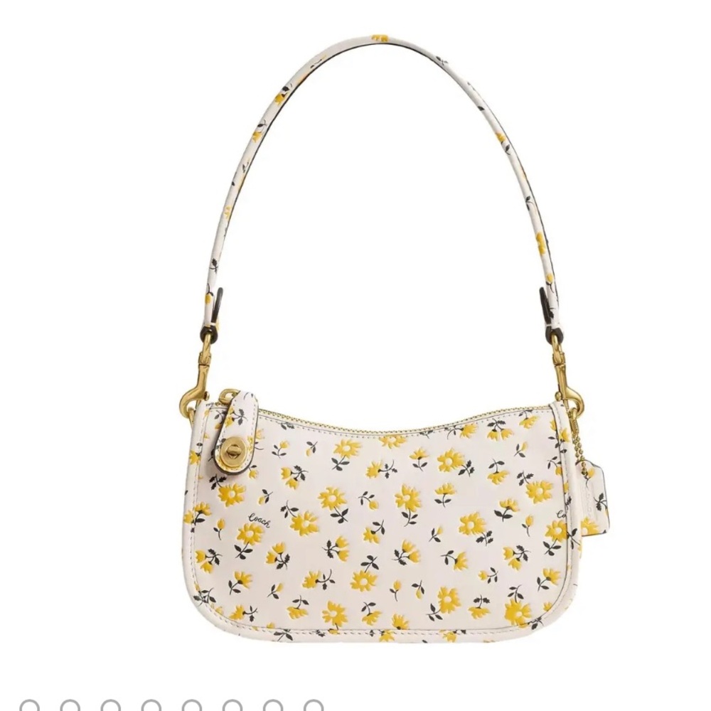 Coach Yellow Floral Leather Shoulder Bag